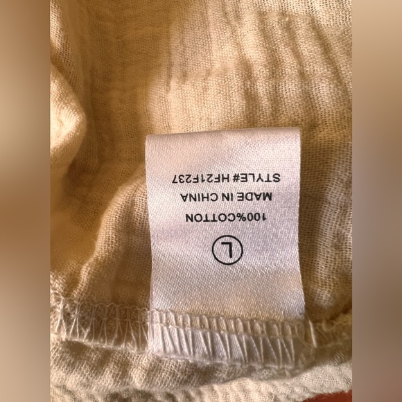 Hyfve cotton cropped tie colored shirt size large cream colored - Picture 9 of 9